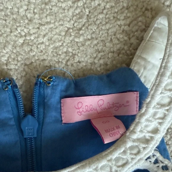 Lilly Pulitzer Blue Dress with White Crochet Accents - Picture 2 of 3